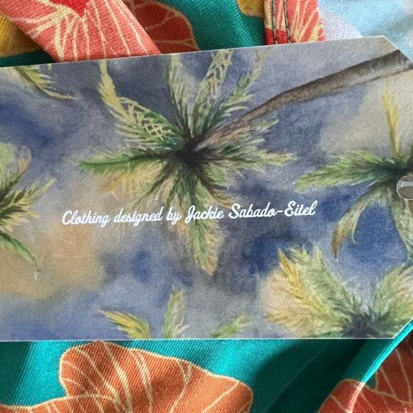 Paradise Now Hawaii Floral Babydoll Dress Girls Youth Large Blue Beach Bamboo - Picture 11 of 13